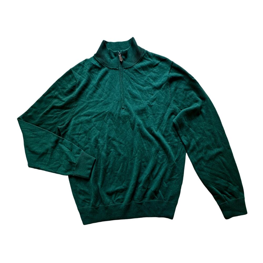 Brooks Brothers Saxxon Wool Green 1/4 zipper pull over Sweater men‎ size M